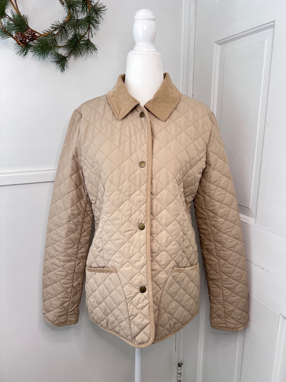 Old Navy Tan Diamond-Quilted Chore Barn Jacket Vintage 2005
